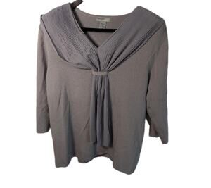 Vintage 90s Designers Originals Blouse Chiffon Gray Shirt Top Plus Size 1X EUC